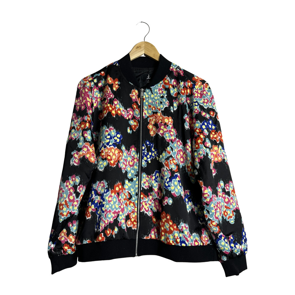 J JASON WU Printed Abstract Floral bomber Jacket Black Abstract S
